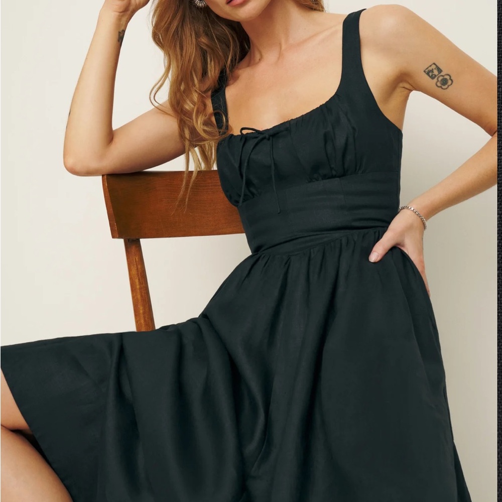 NWOT Reformation Balia Linen Dress Black